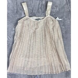 New York Collection Babydoll Top Medium Gold Pleated Sheer Lined NWT